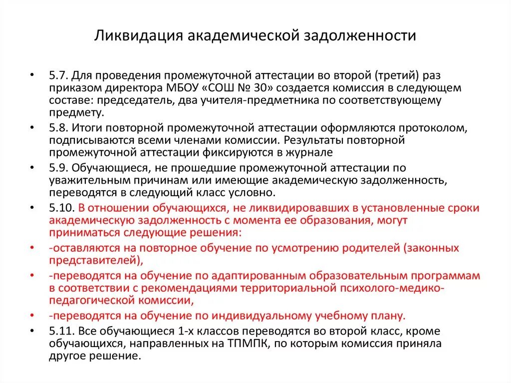 Обучающийся не ликвидировавший академическую задолженность