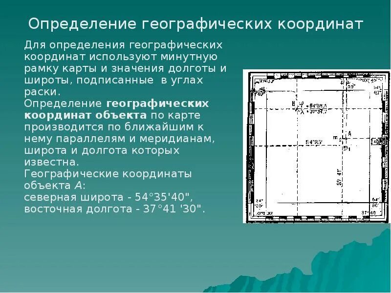 Определите географическую широту пункта