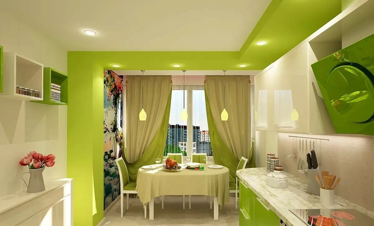 Кухня в салатово белых тонах. Фисташковый цвет в интерьере кухни. Кухня зеленого цвета. Кухня в фисташковых тонах.