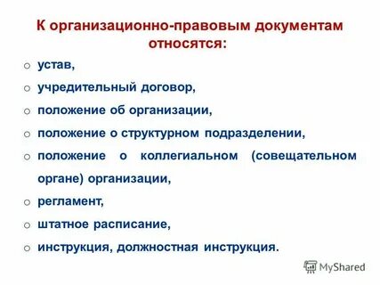 К административно организационным документам относятся