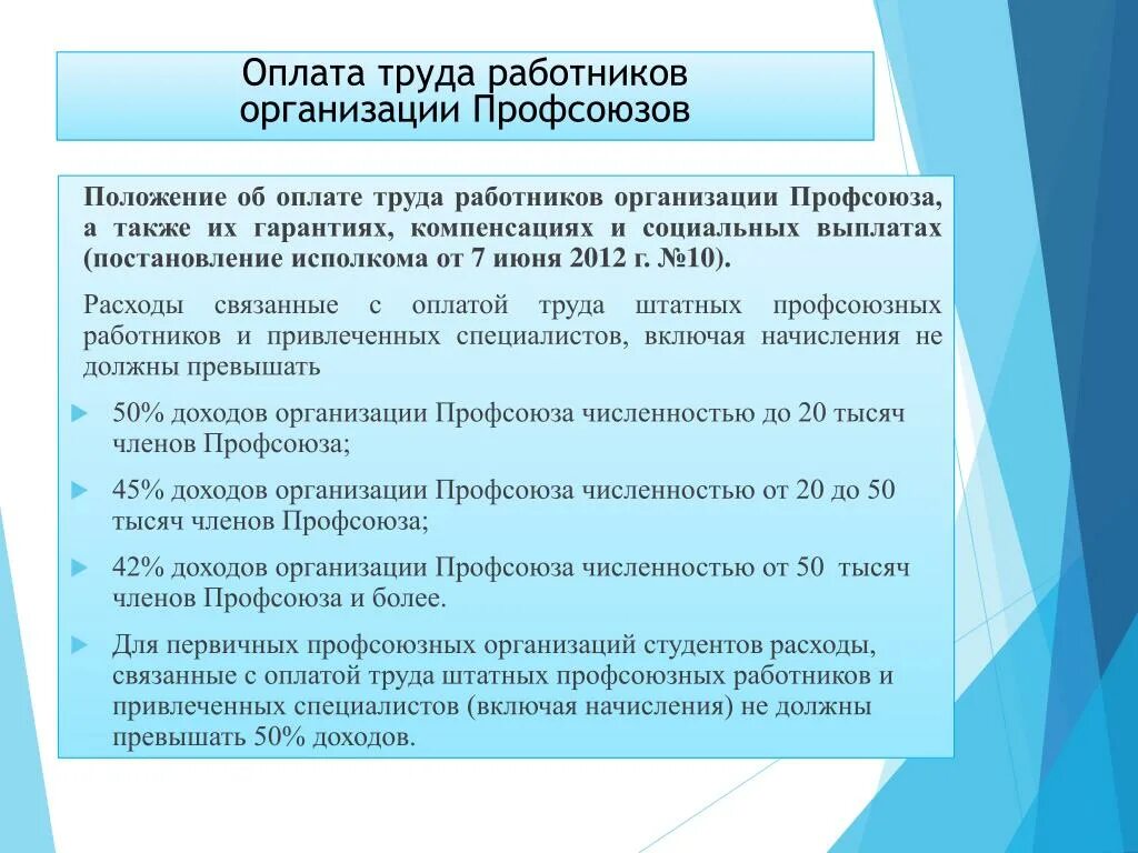 Профсоюз работники заработная плата