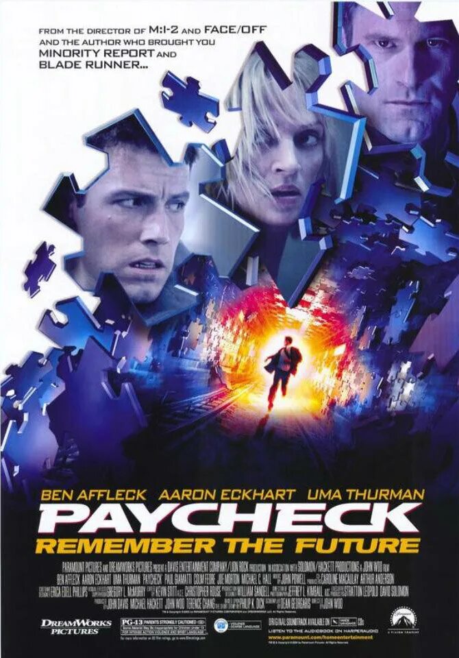 Часы расплаты 2003. Paycheck фильм 2003. час расплаты 2003. час расплаты фильм 2003 постер. бен аффлек и ума турман в фильме час расплаты.