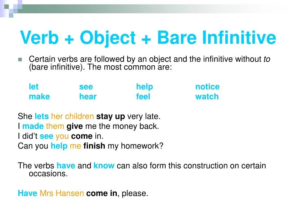 Full verb forms and full stops. Full or bare infinitive правило. bare infinitive verbs. глаголы bare infinitive.