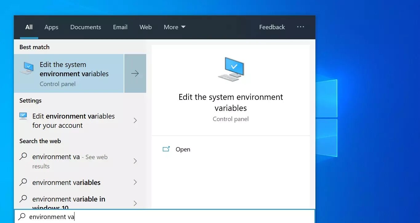 Edit the system environment. &quot;edit the system environment variables&quot;. edit environment variables for your account. environment variables windows 10. edit the system environment variables windows 10.
