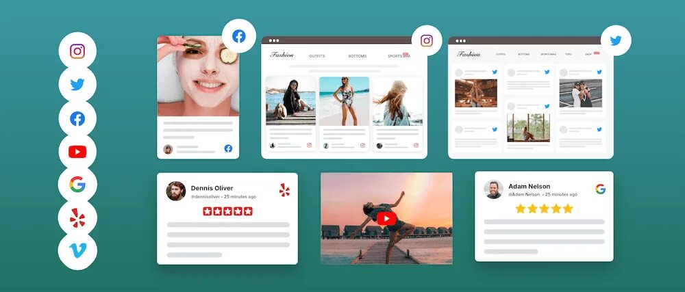 Media widget. Виджет taggbox на сайте пример. social widget.