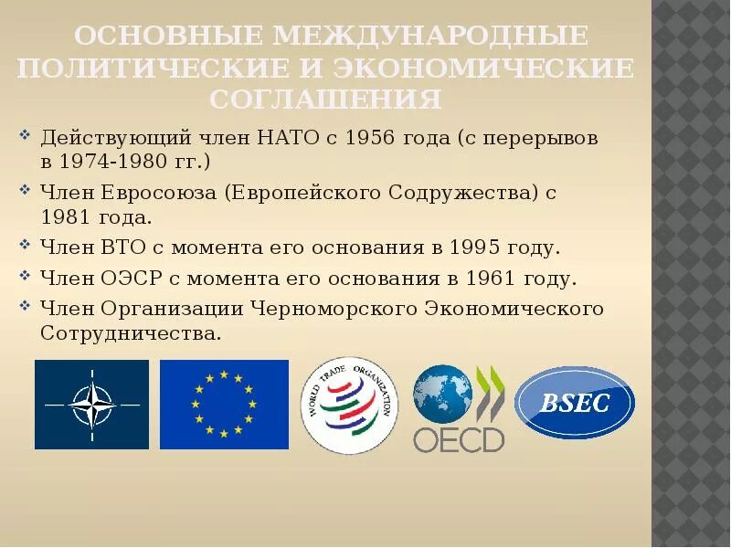 В каких союзах греция