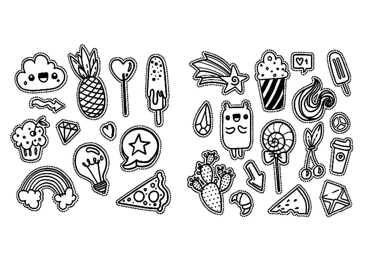 Раскраска обои. Раскраски с наклейками. Раскраска вкусняшки. Распечатать всякие. Раскраска стикеры.