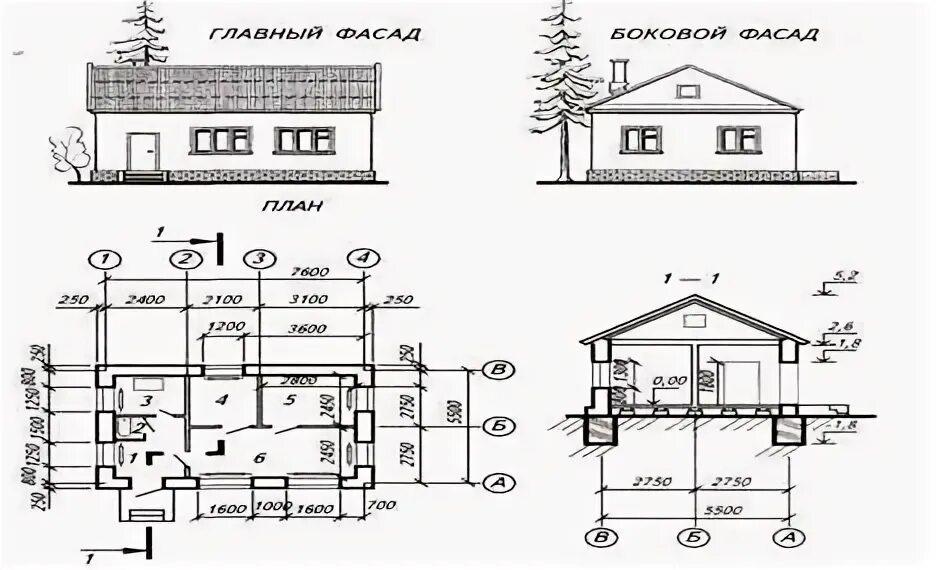 План разрез фасад