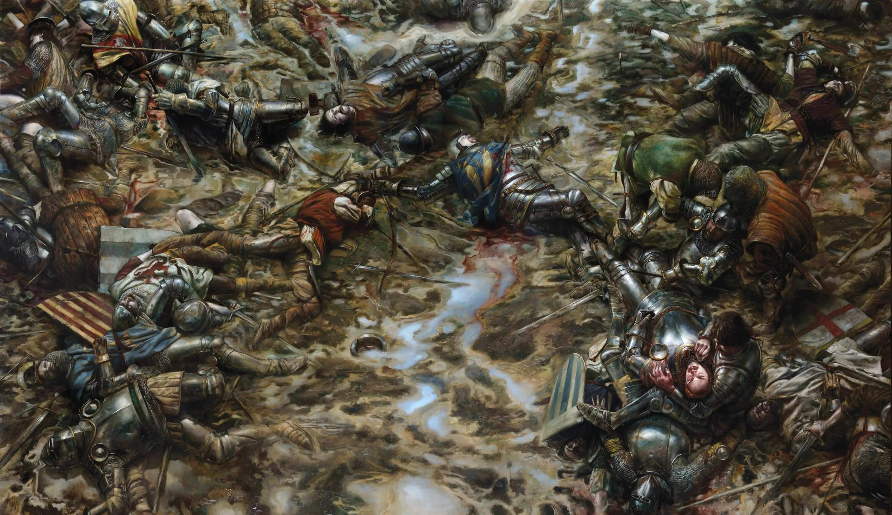 Битва при Азенкуре 1415. Средневековое поле битвы после боя. Битва при Азенкуре арт. Битва при Азенкуре картина.