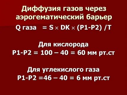 Диффузия кислорода и углекислого газа