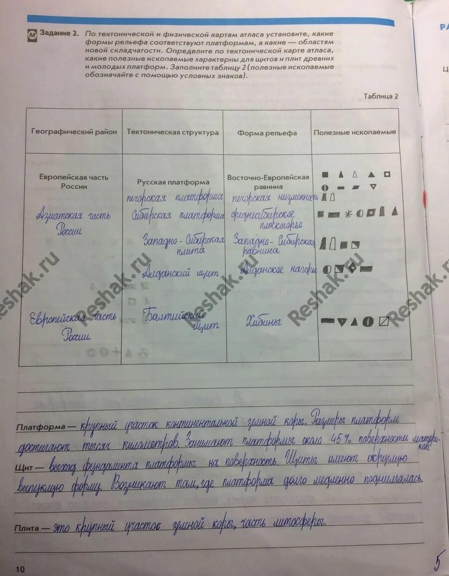 Сопоставим физическую и тектоническую карту. Таблица тектонические структуры формы рельефа. Таблица по географии тектоническая структура. Гдз по географии 10 класс рабочая тетрадь Сиротин. Сравните содержание тектонической и физической карт атласа.