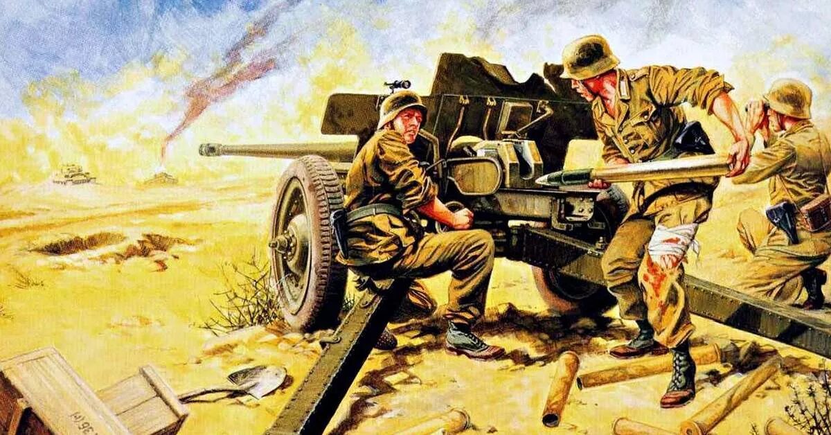 Пушки немецких танков. Гюнтер Хальм. Pak 40 1941. Картины на военную тему. Военная тематика.