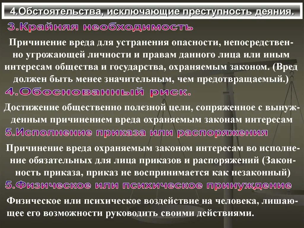 Угрожать общество причинение вреда. Обстоятельств искобчабщие преступность дечния. Обстоятельства исключающие преступность деяния. Понятие обстоятельств исключающих преступность деяния. Характеристика обстоятельств исключающих преступность деяния.