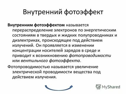 Определение внутреннего фотоэффекта