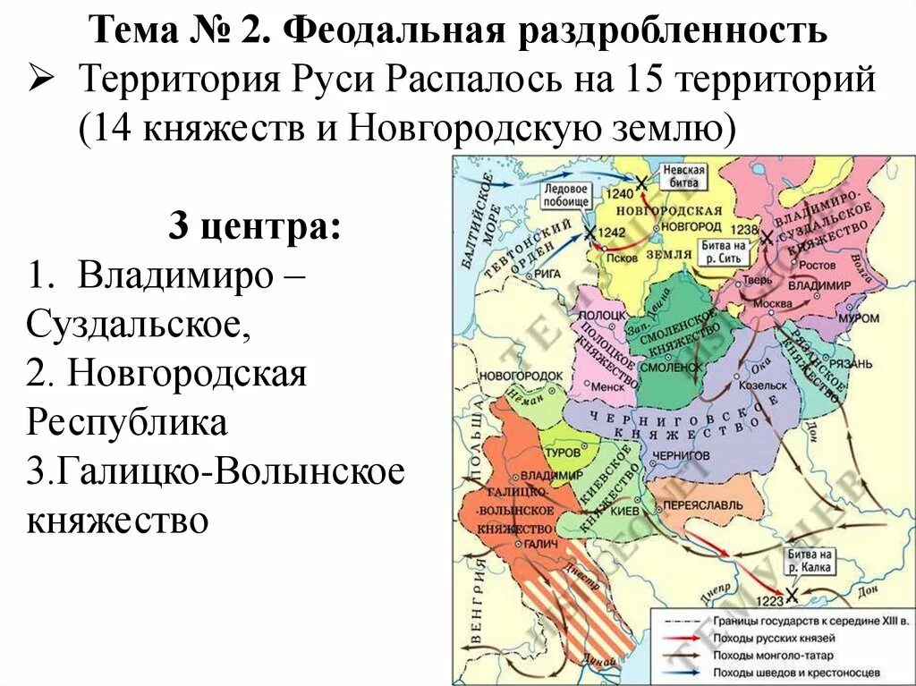 Подписать центры русских княжеств. Политическая раздробленность на Руси княжества. Раздробленность Руси на удельные княжества. Княжества периода феодальной раздробленности Московское княжество. Три центра феодальной раздробленности на Руси.