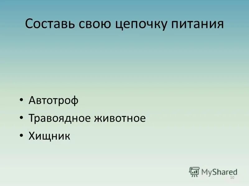 Составьте 10 цепей питания