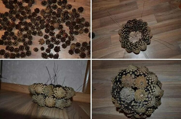 Ваза из шишек. Корзинка из шишек. Корзинка из шишек. Поделки из сосновых шишек. Корзинка из шишек.