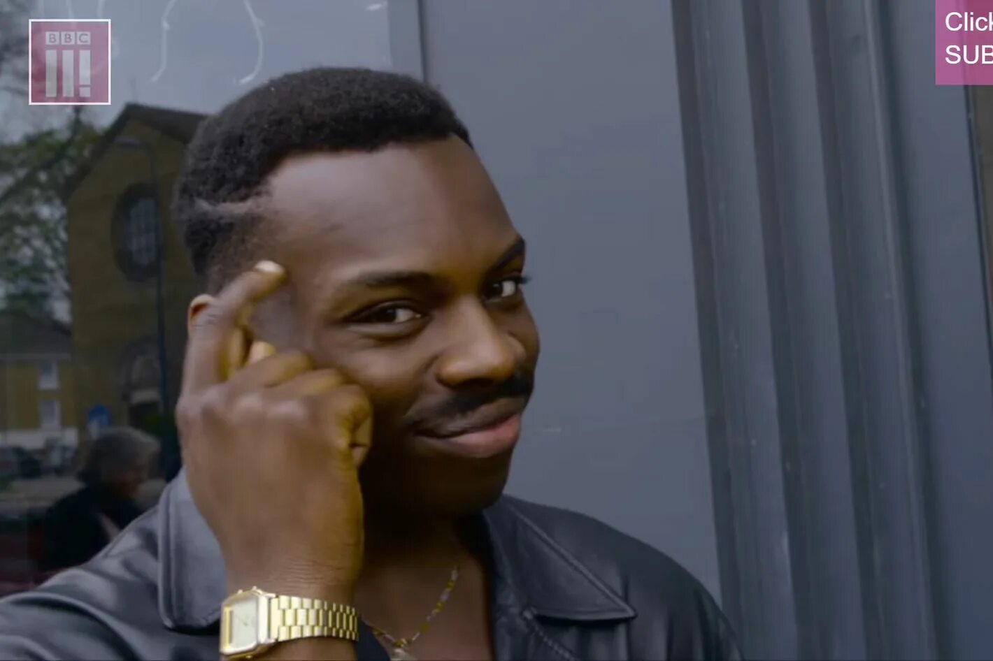 Do you think you got it. Нигер с пальцем у Виска. Think about it Мем. Задумался Мем. Умный негр.