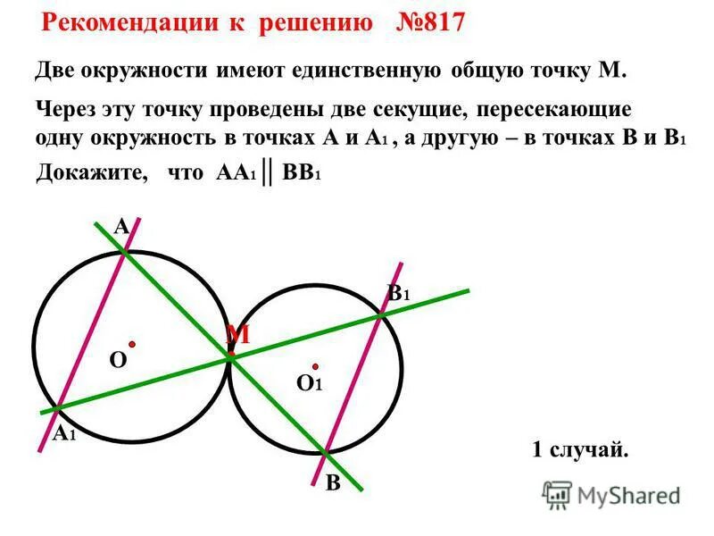 Проведите через точки k и n. Две окружности имеют единственную общую точку. Пересекающиеся окружности. Две окружности с одной общей точкой. Прямая и окружность не имеют общих точек.