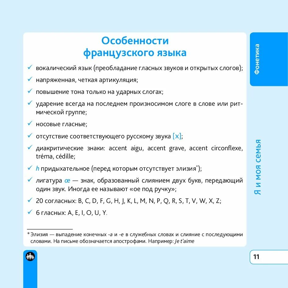 Особенности французского языка. Языковая характеристика французов. Фонетические особенности французского слова. Элизия в английском. Характеристика француза