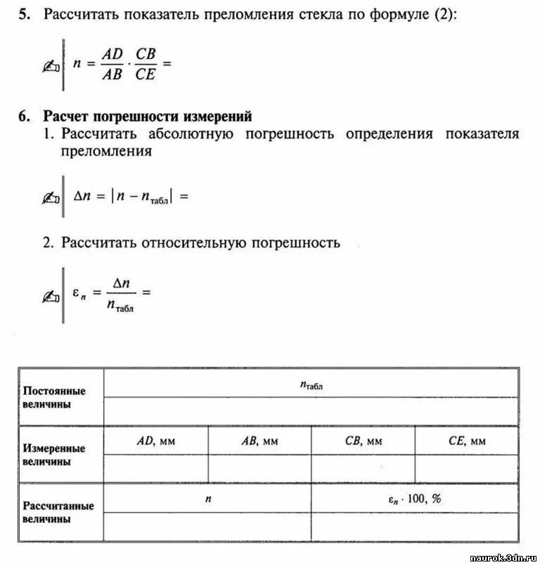 Изучение преломления света лабораторная работа