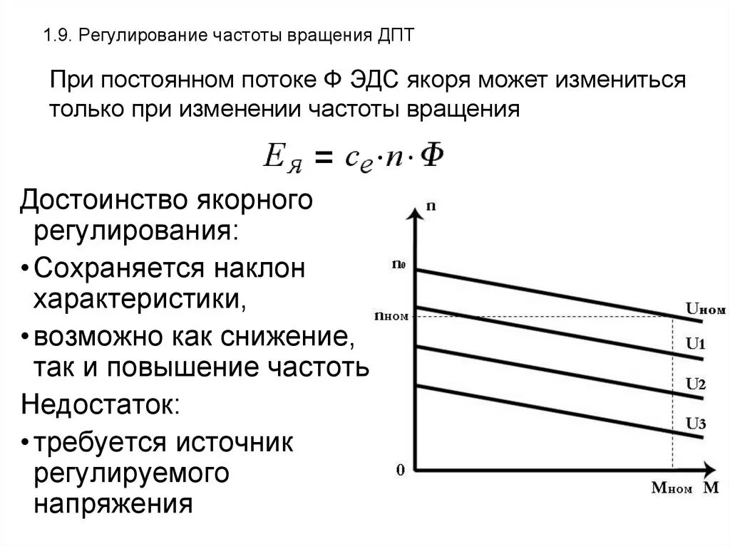 При изменении напряжения меняется. Регулирование частоты вращения двигателя постоянного тока. Способы регулирования частоты вращения двигателя постоянного тока. Регулирование частоты оборотов двигателя постоянного тока. Схемы регулирования частоты вращения двигателей постоянного тока..