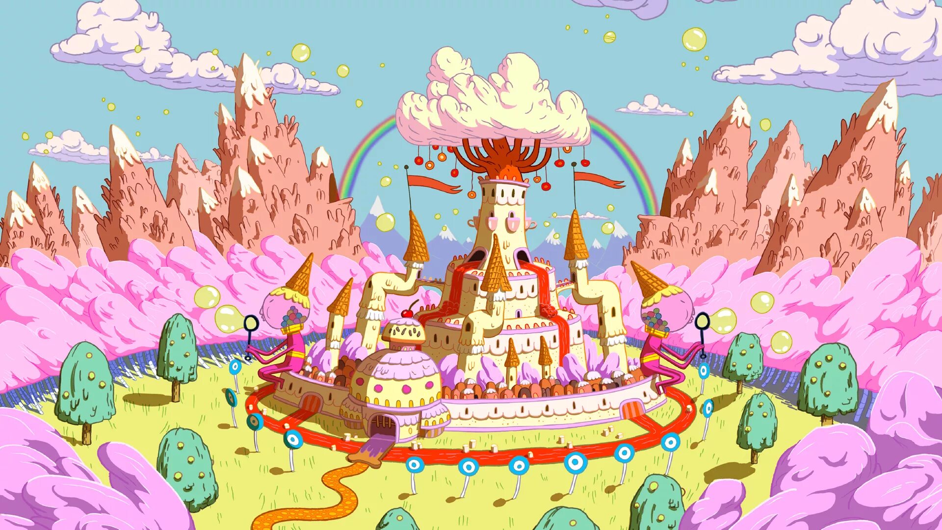 Время приключений места. Конфетное королевство adventure time. время приключений сладкое королевство. время приключений королевство сласти. королевство бубль гум.