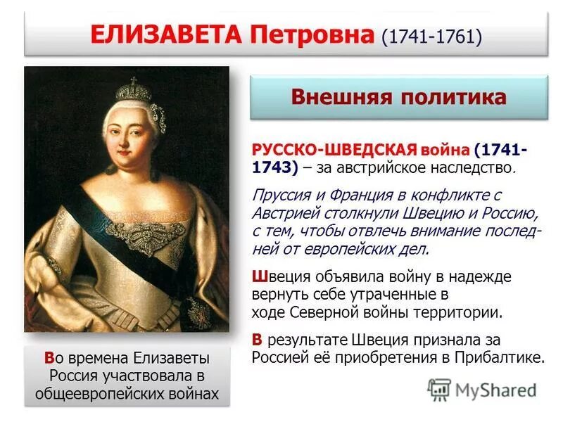 Внешняя политика Елизаветы Петровны 1741-1761. В чем заключалось изменение политики елизаветы петровны