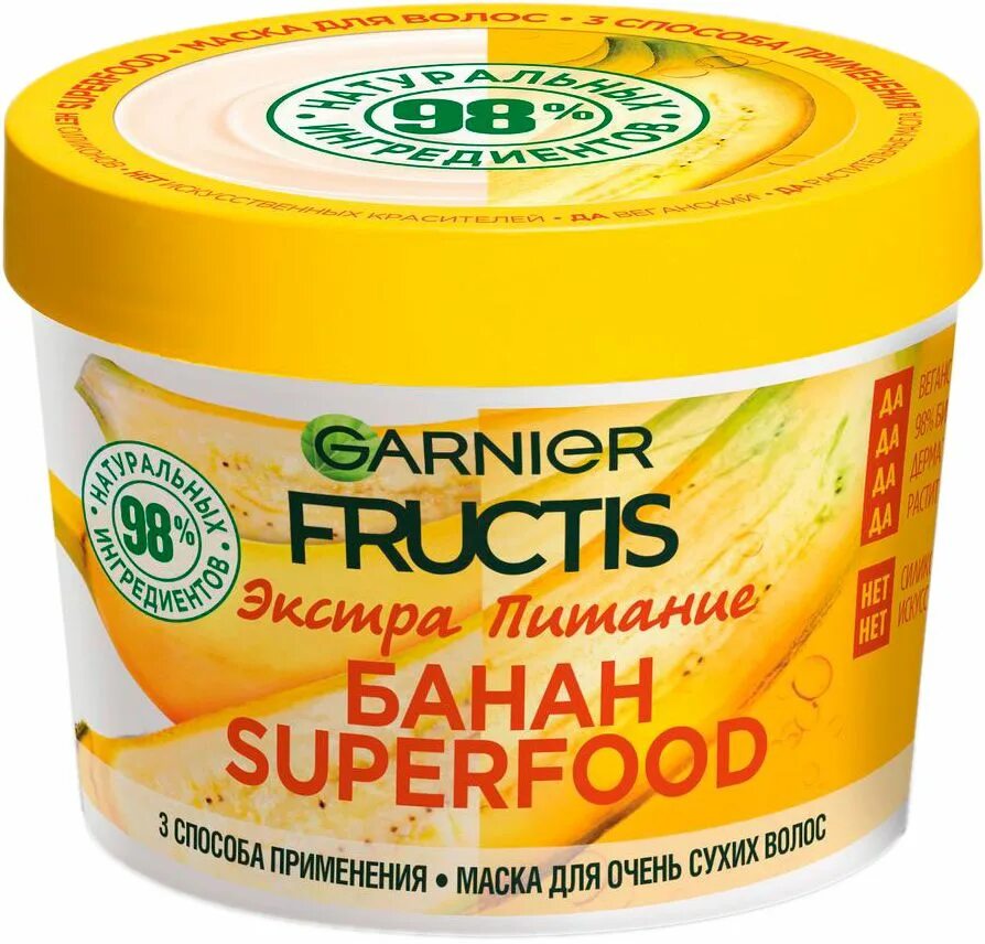 Маска для волос garnier fructis. Маска для волос гарньер Фруктис. Garnier Fructis маска для волос 3в1 "Фруктис, Superfood банан" + бальзам. Аска гарниер супер фут банана.