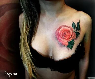 Татуировка роза на груди (77 фото) .