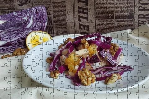 Салат из краснокочанной капусты с яблоком