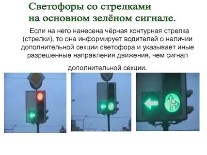 Правила пдд дополнительные секции светофора