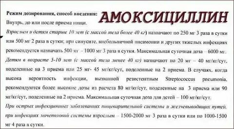 Амоксициллин 500 как принимать взрослому при ангине