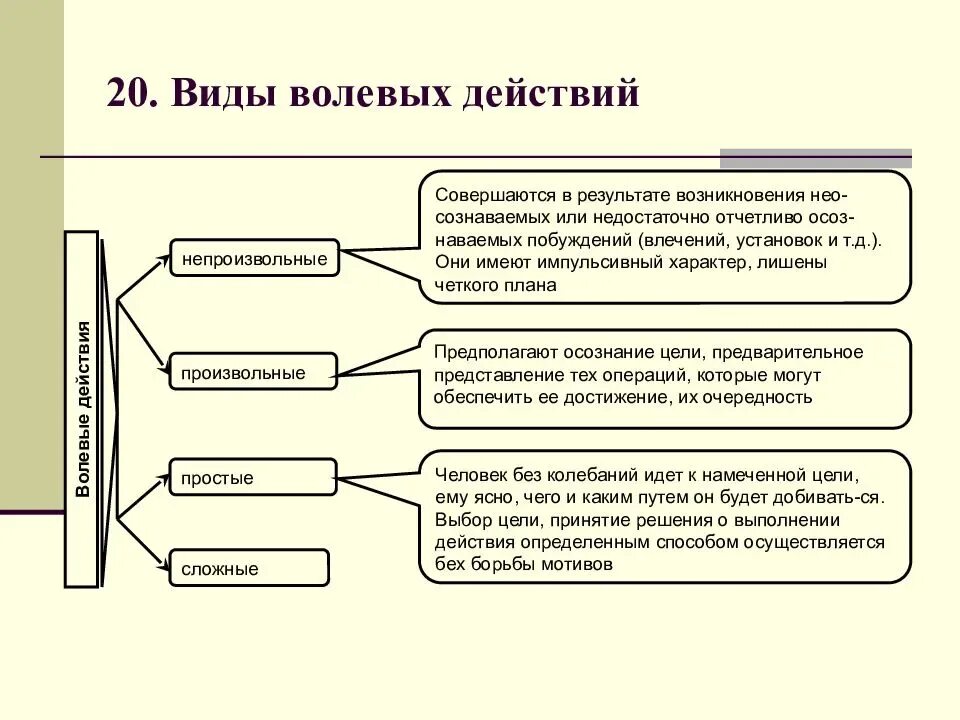 Внешнее проявление деятельности направление. Виды волевых действий. Виды волевых действий в психологии. Характеристика волевых действий. Структура волевого действия.