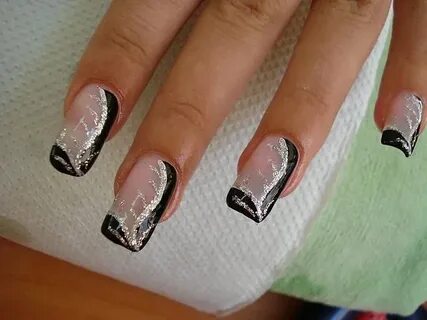 Черный с серебром френч дизайн