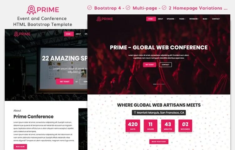 Event html id. Conference html template. responsible video conference html theme.