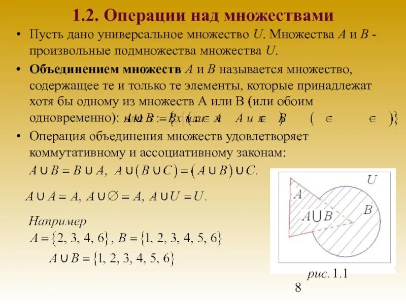 Множества и подмножества. Элементы множества и подмножества. Подмножество операции над множествами. Произвольное множество.