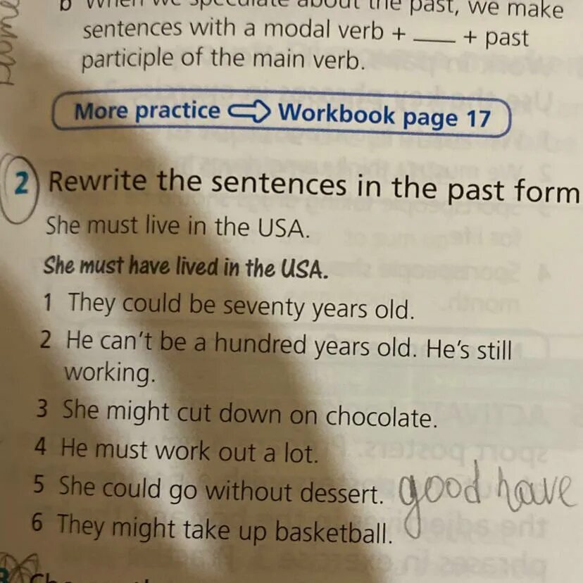 Rewrite the sentences in the past