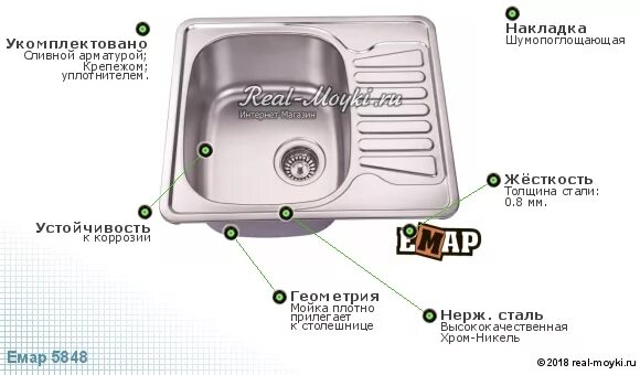 Мойка купить брянск. Мойка ЕМАР 5848 врезная. Мойка кухонная с чашей Emar 5848. Мойка кухонная Emar Steel 6642. Врезная мойка Emar 302a.