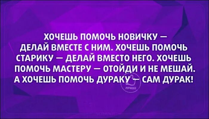 Хочу помочь россии. Хочешь помочь дураку сам дурак. Хочешь помочь новичку делай. Хочешь помочь новичку делай вместе. Хочешь помочь новичку делай вместе с ним.