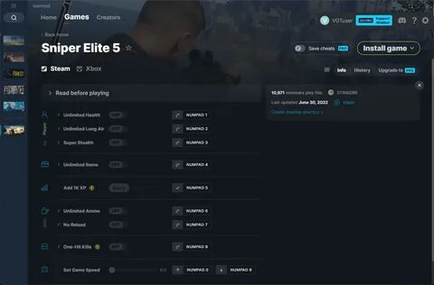 Sniper elite трейнеры