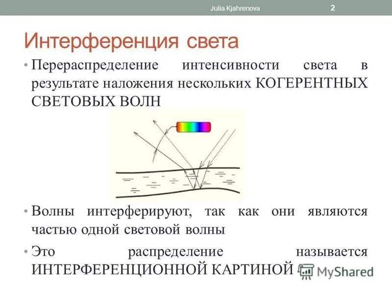 Урок интерференция и дифракция света 9 класс