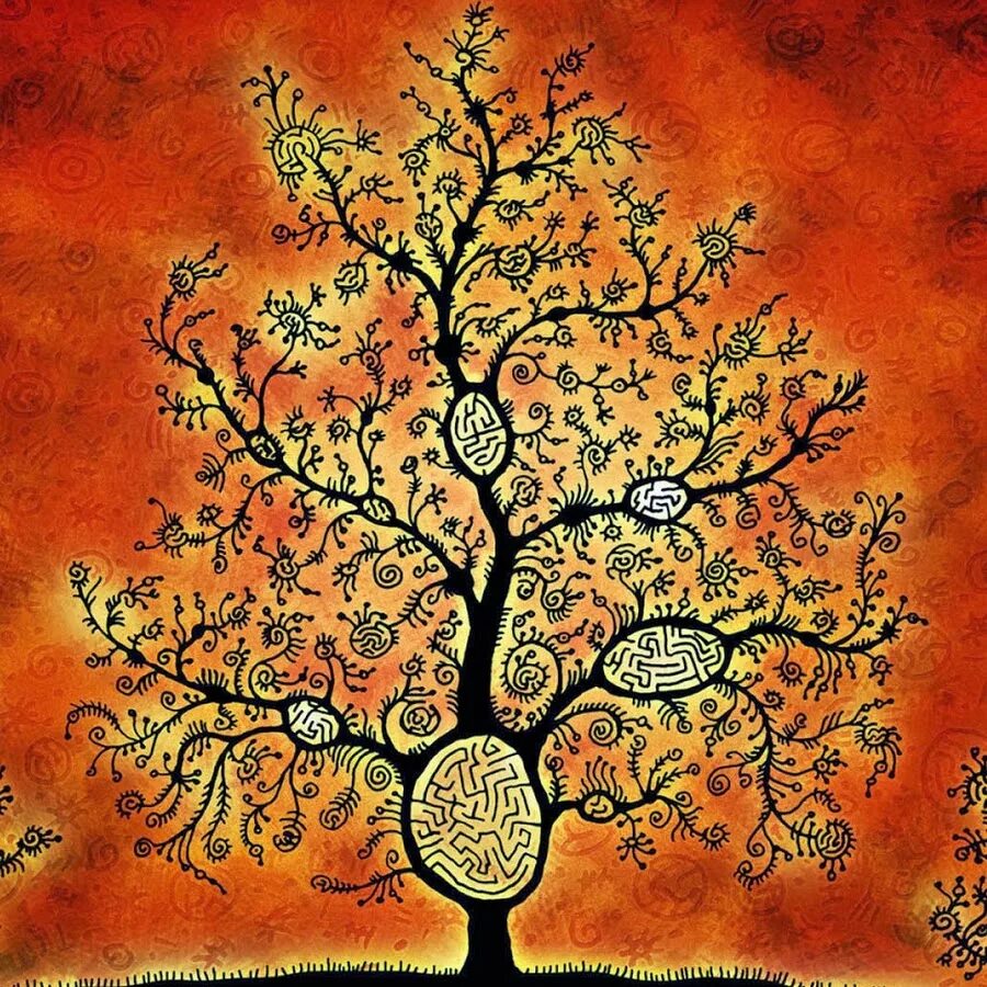 Мировое Древо ашваттха. Дерево жизни. Фон для генеалогического древа. Фон для родословной дерево.