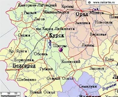 Где находится белгород и курск на карте