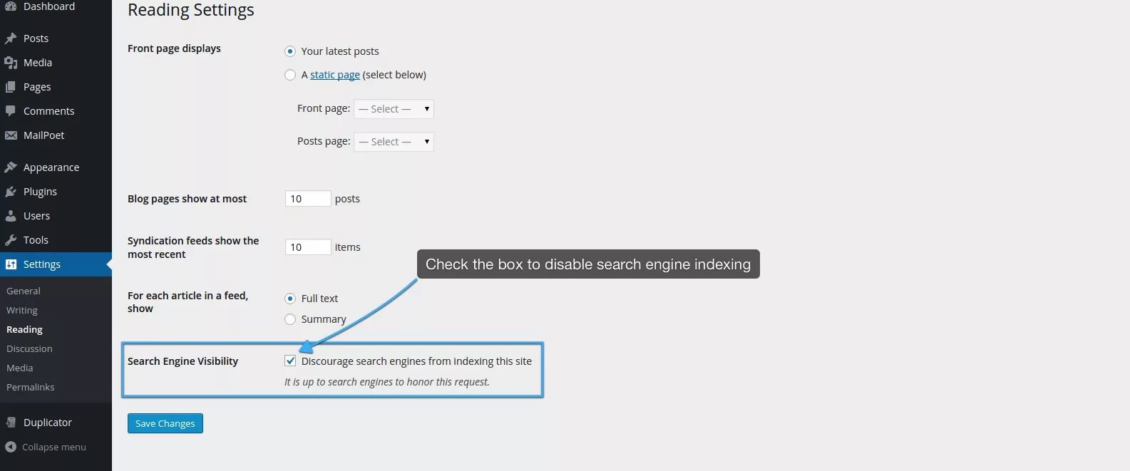 Read settings