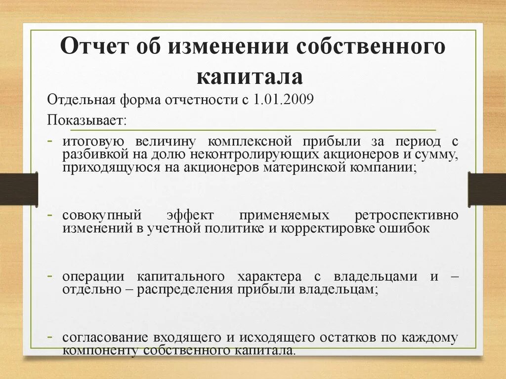 Отчет об изменениях в собственном