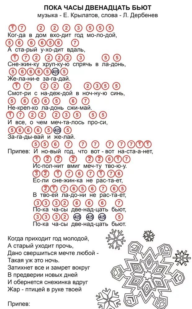 Седая ночь на пианино по цифрам