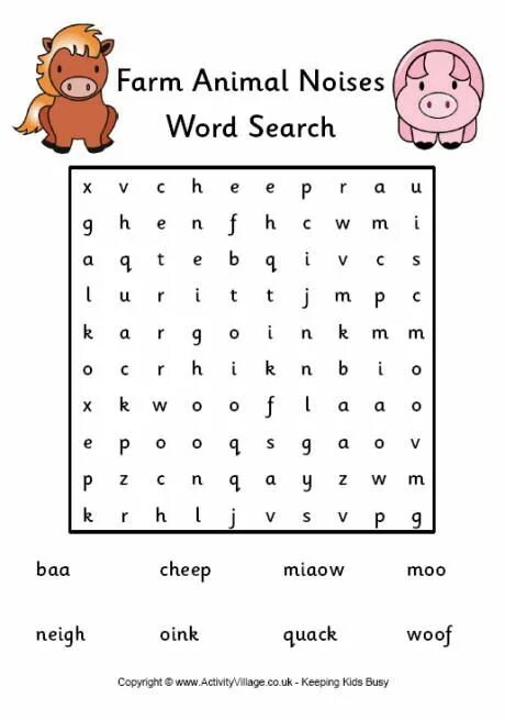 Animals wordsearch