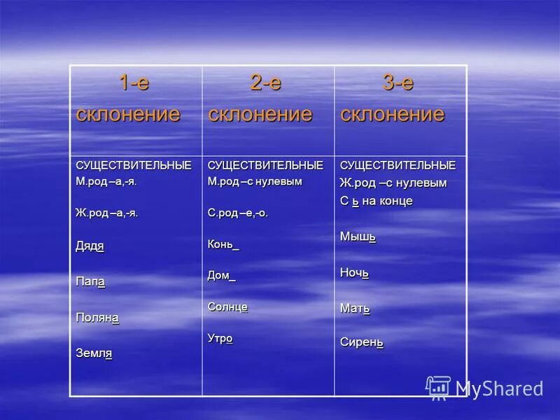 Первый род мужское склонение