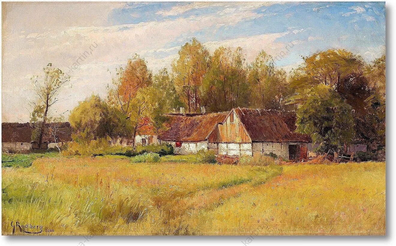 Сельский смех. Gustav Rydberg (1835-1933)художник. Американская деревня картина.